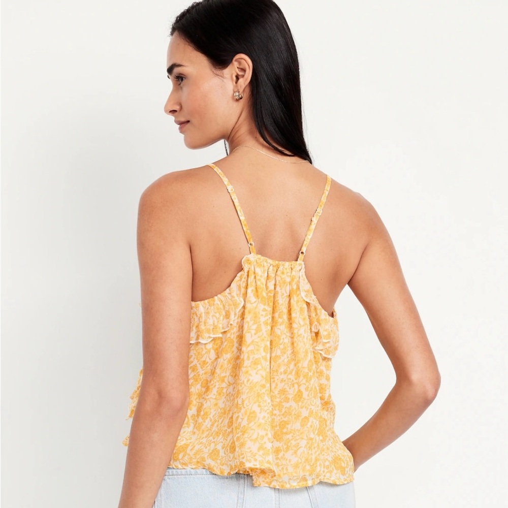 Floral Yellow Ruffle Top - Picture 2 of 3